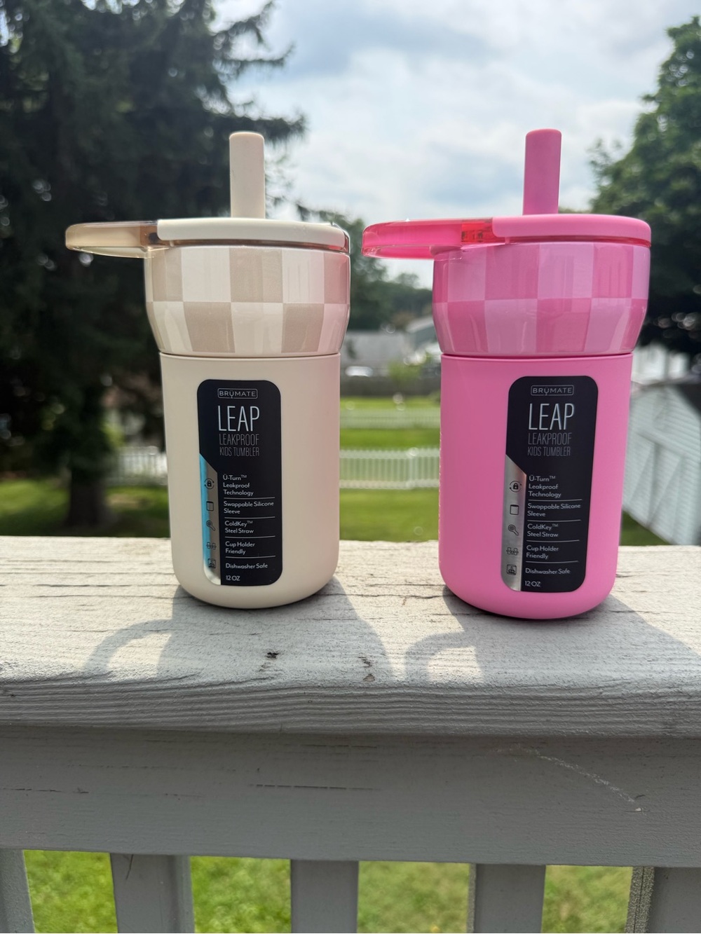 BruMate Leap Kids Tumbler - Pink checker and Tan checker